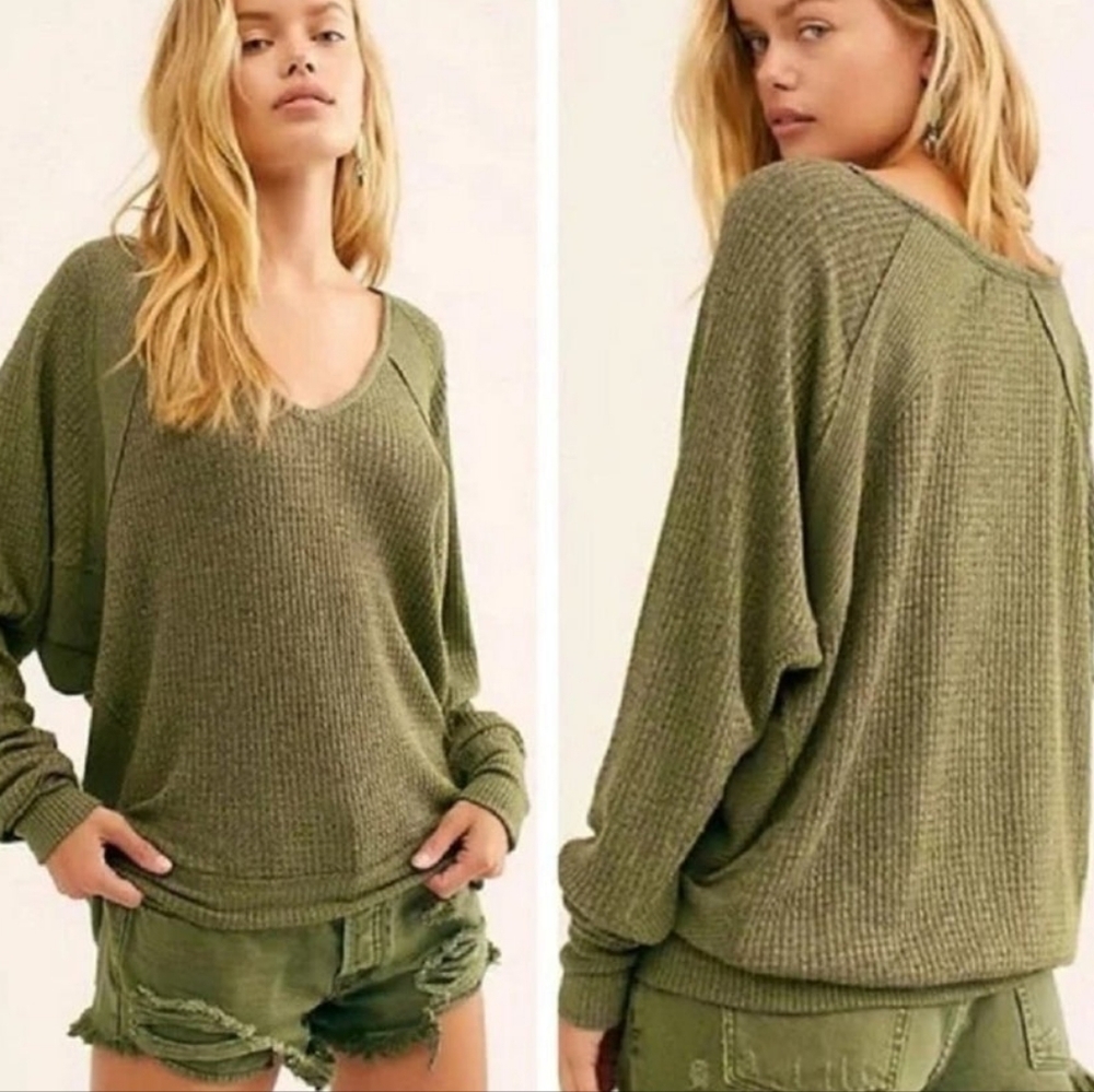 Free People NWT Santa Clara Thermal In Ferngully Green Size XSmall - Picture 1 of 14